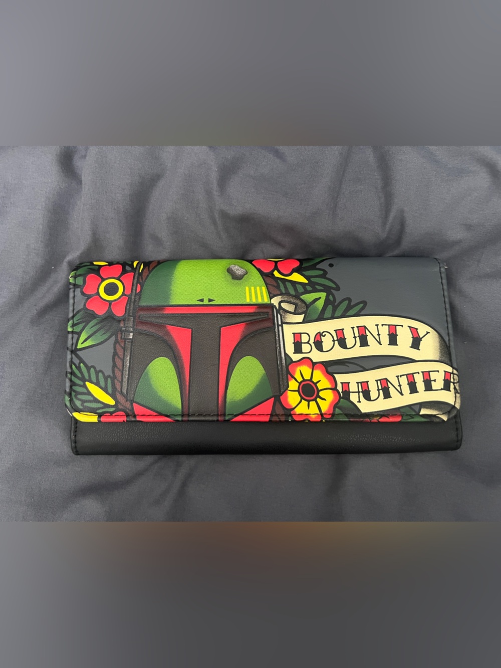 Boba Fett 'Bounty Hunter' Floral Graphic Wallet - Black, Green, Red